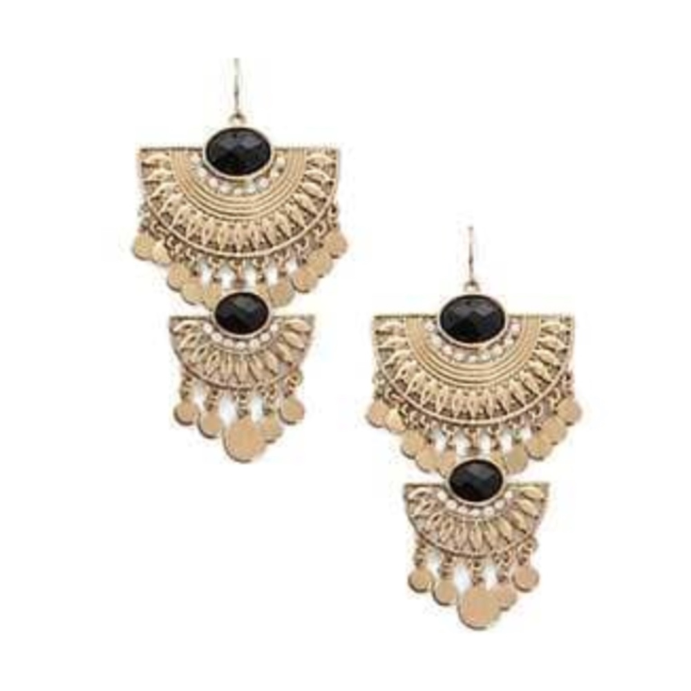 Black & gold hanging earrings